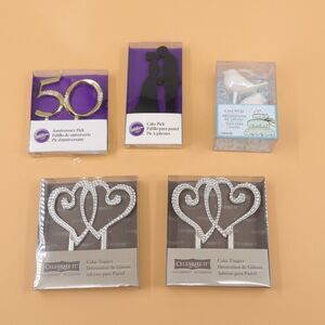 Wedding Cake Pick Wilson Celebrate It Anniversary Heart Love Birds Topper Lot